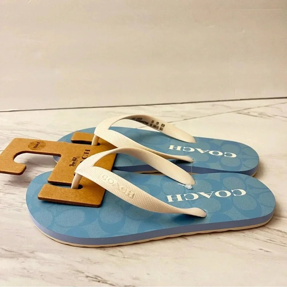 Coach Zak Flip Flop Chambray/Blue Sandals - Picture 3 of 12